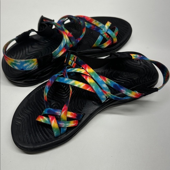 Chaco Zvolv X2 Sandals Outdoor Strappy Toe Tie Dye Rainbow Pride Womens Size 8 - Picture 1 of 9